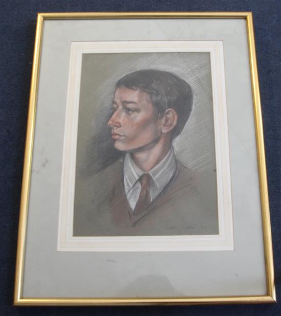 Timothy Easton (1943-) Head and shoulders portrait of Stephen Furniss 36 x 25cm